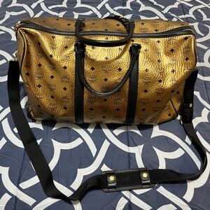 Metallic Bronze MCM Travel Bag